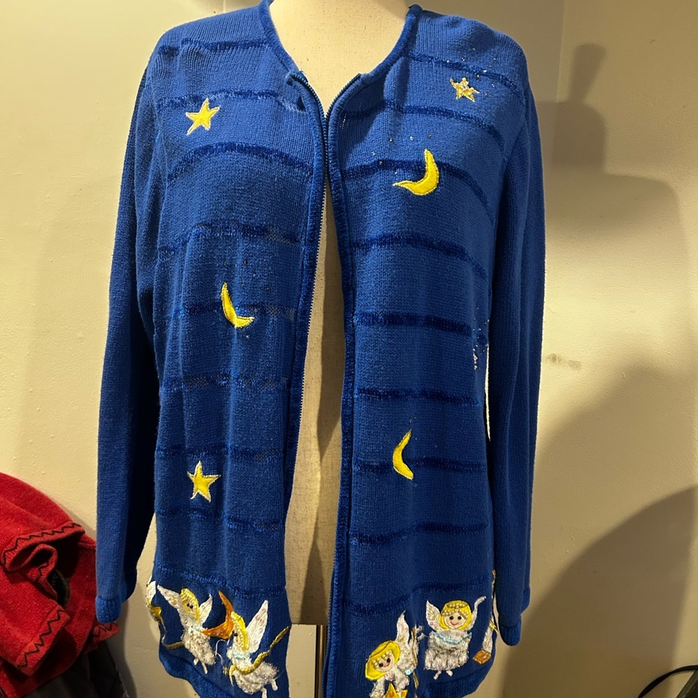 Quacker Factory Blue Knit Cardigan
